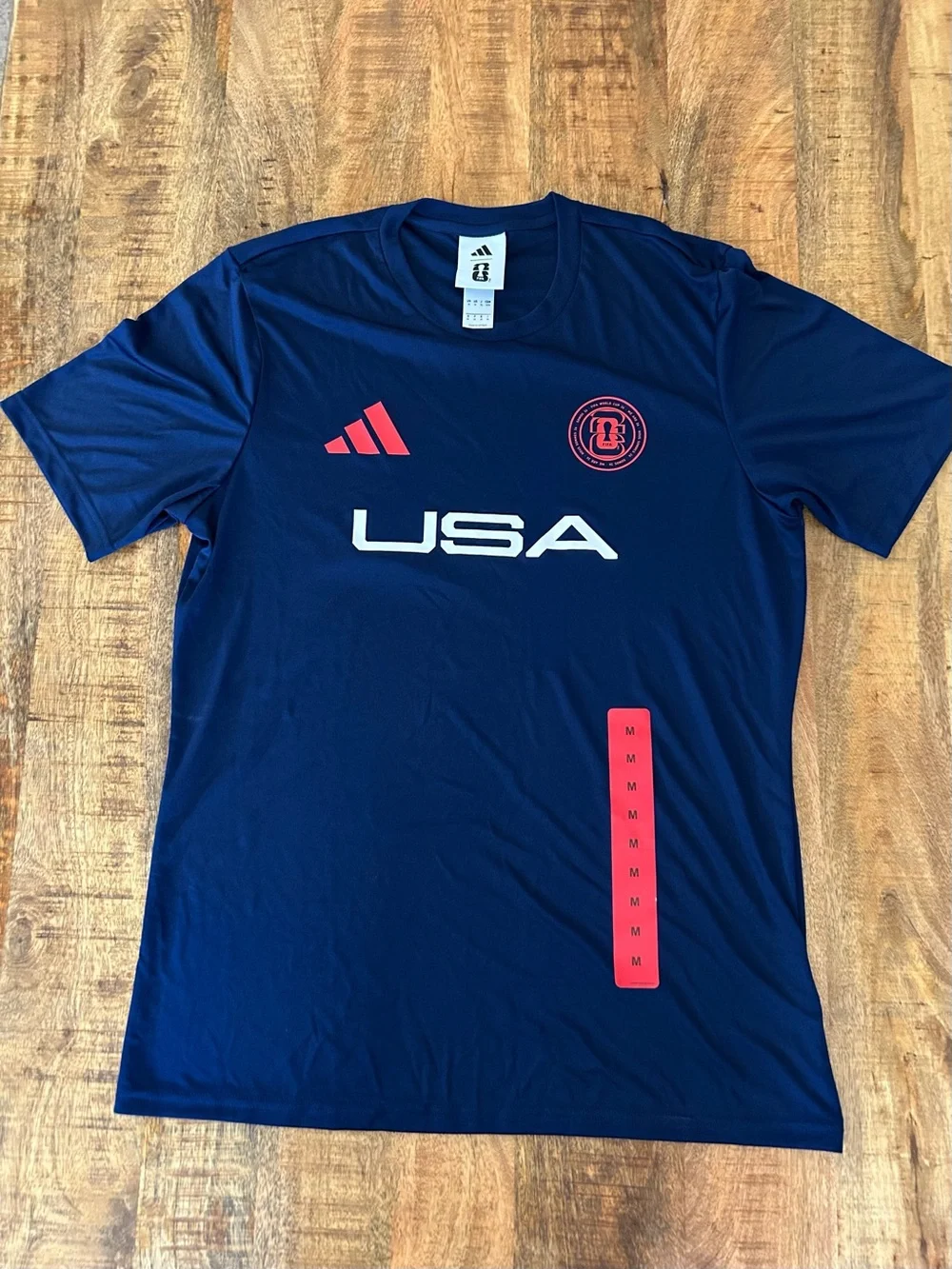 Adidas USA Short Sleeve Performance Tee with Red Accents